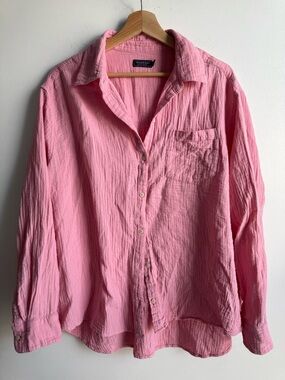 Vineyard Vines Pink Cotton Button Down Shirt – Lightweight Preppy Oversized Top